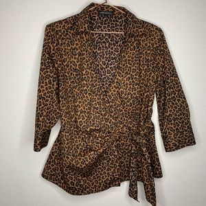 Animal Print Wrap Shirt